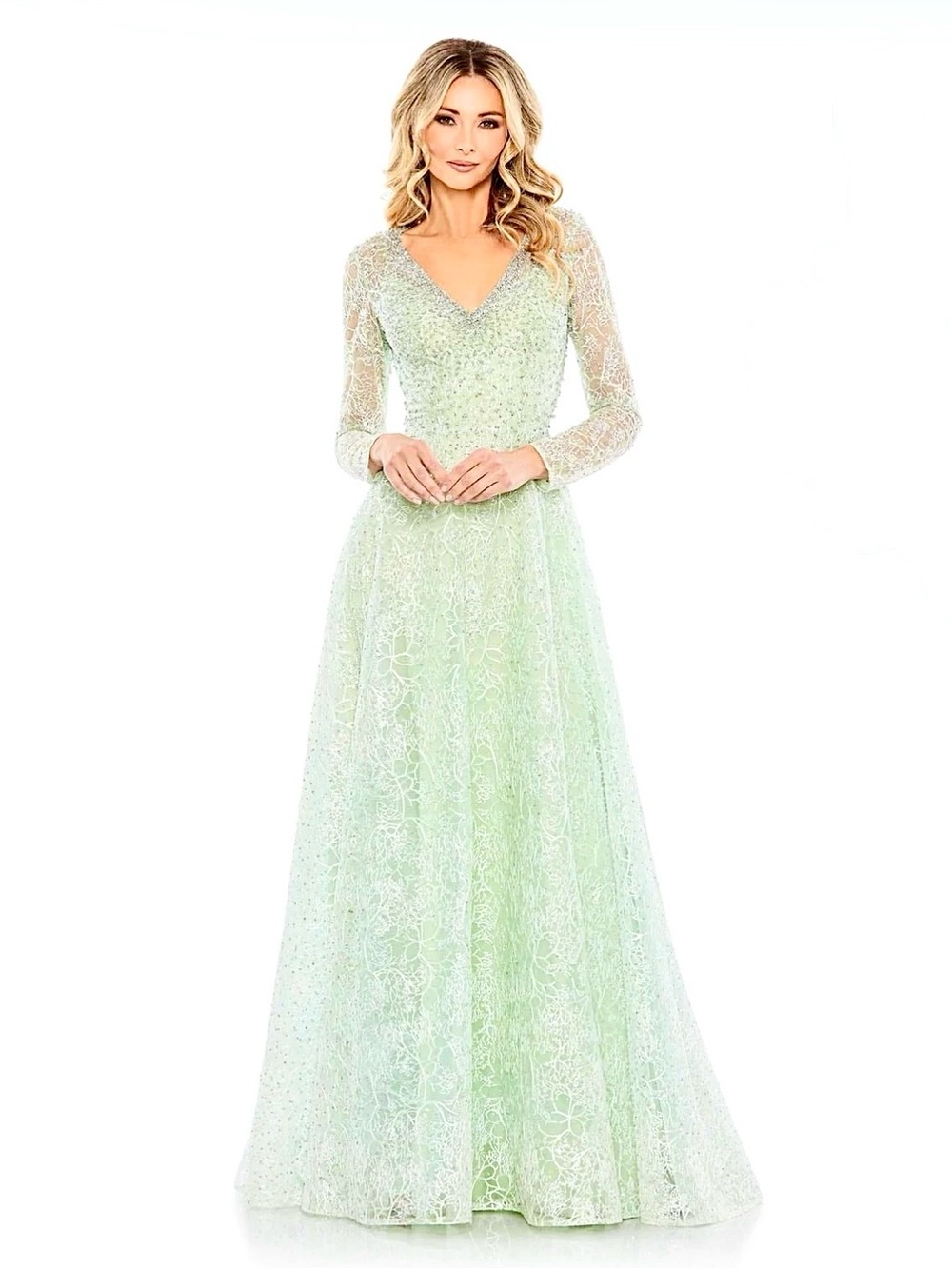 Mac Duggal 20367 Sage Beaded Formal Gown NWT $798 Retail